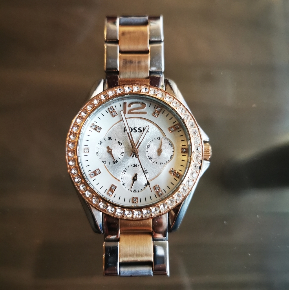 Fossil Silver & Rose Gold Watch